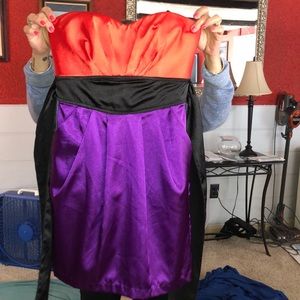 Coral and purple silky dress